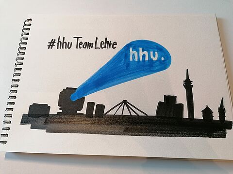 Illustration von Peter Bernardi für die Twitter-Kampagne hhuTeamLehre des SeLL